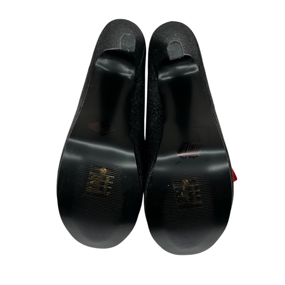 Bordello Queen of Hearts Teeze Black Glitter Platform Pump 10 - Picture 6 of 6